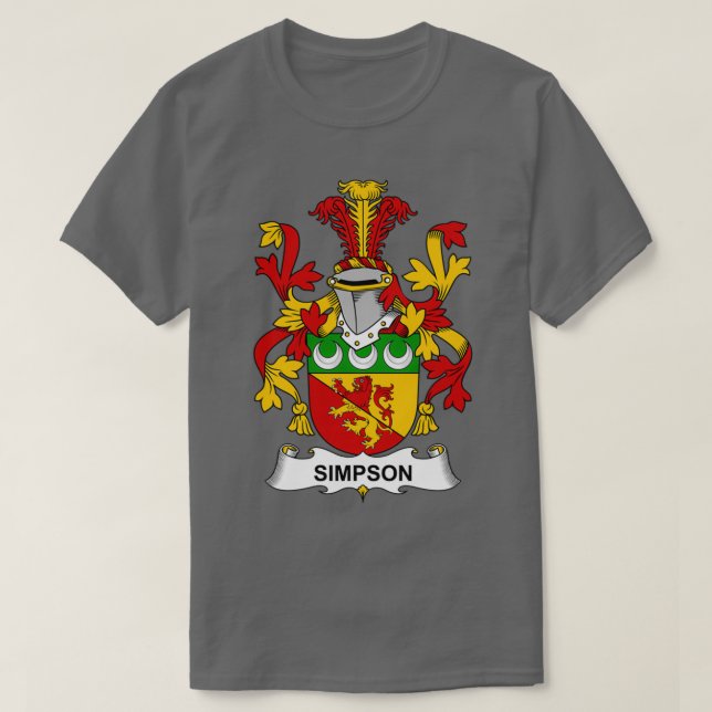 Simpson Coat of Arms Family Crest  T-Shirt (Design Front)