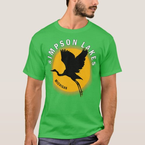 Simpson Lakes in Michigan Heron Sunrise T_Shirt