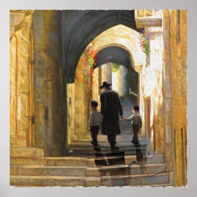 Simta Jerusalem Old City Israel Oil Painting ART Poster (Front)