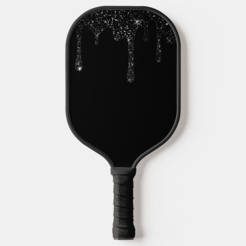 simulated black glitter pickleball paddle