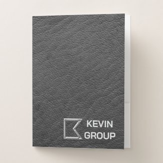 pocket folder faux leather Simulated Black Leather Business Logo Pocket Folder