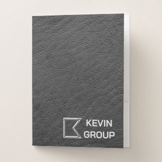 Simulated Black Leather Business Logo Pocket Folder