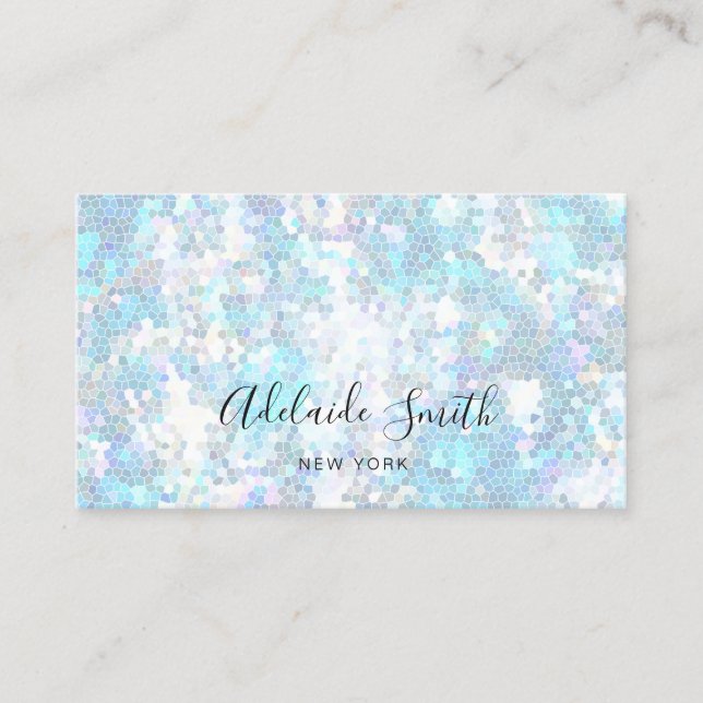 simulated blue glitter mosaic business card (Front)