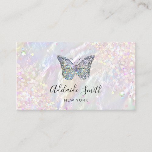 simulated chunky glitter butterfly logo business card