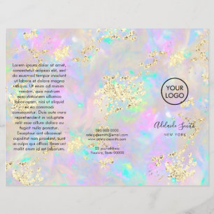 simulated chunky glitter on opal brochure