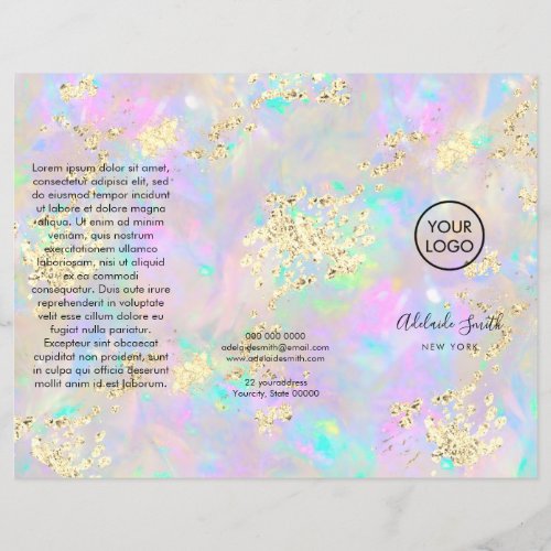 simulated chunky glitter on opal brochure