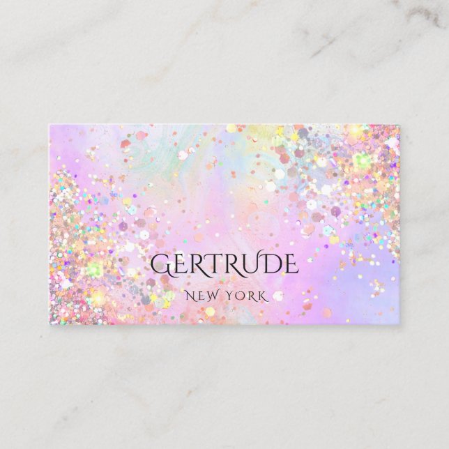 simulated chunky glitter pastel colors business card (Front)