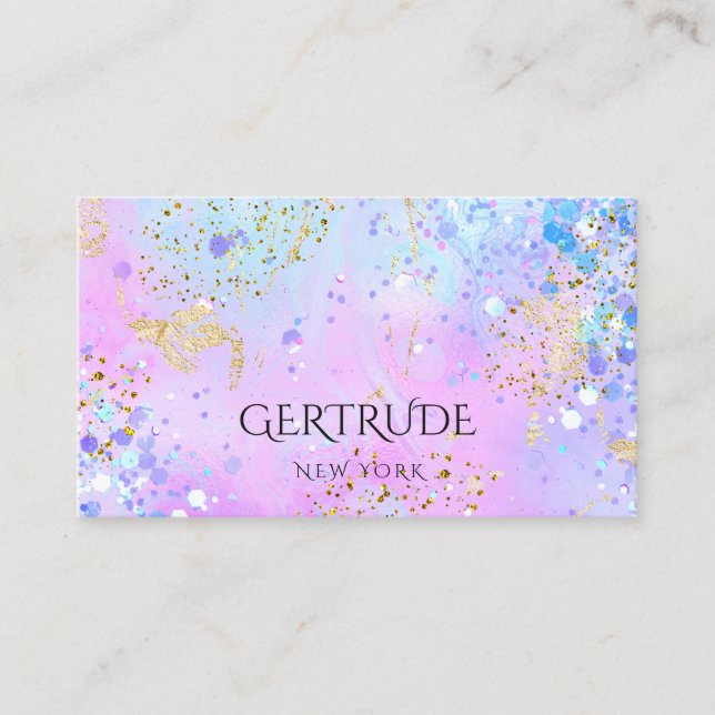simulated chunky glitter purple design business card (Front)