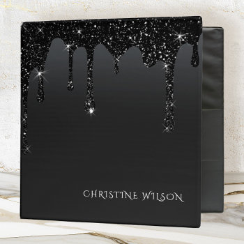 Simulated Dripping Glitter 3 Ring Binder by musickitten at Zazzle