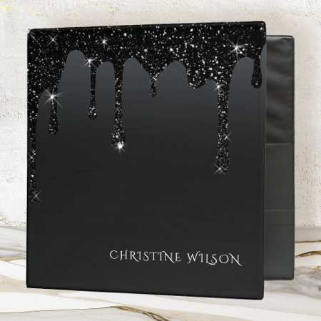 Simulated Dripping Glitter 3 Ring Binder