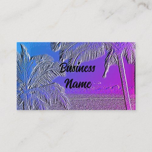 Simulated Embossed Beach scenes business card