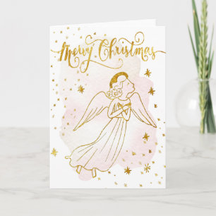 simulated foil angel Merry Christmas card