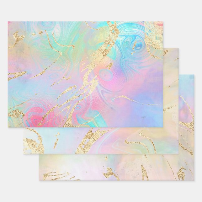 simulated foil details abstract elegant wrapping paper sheets (Set)