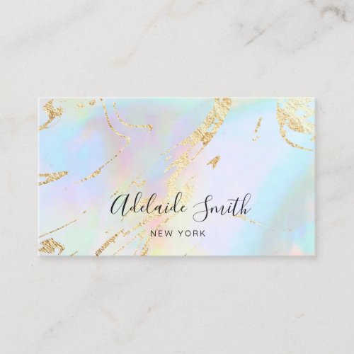 simulated foil details FAUX holographic Business Card