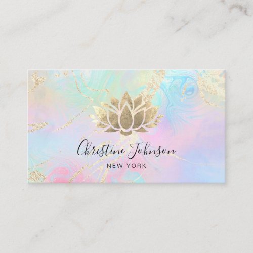simulated foil lotus on FAUX holographic effect Business Card