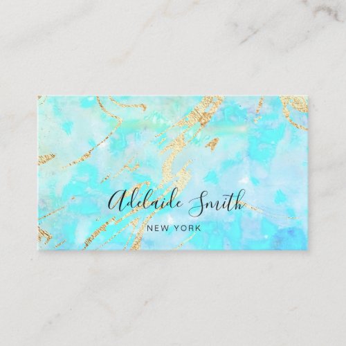 simulated foil veins opal stone business card