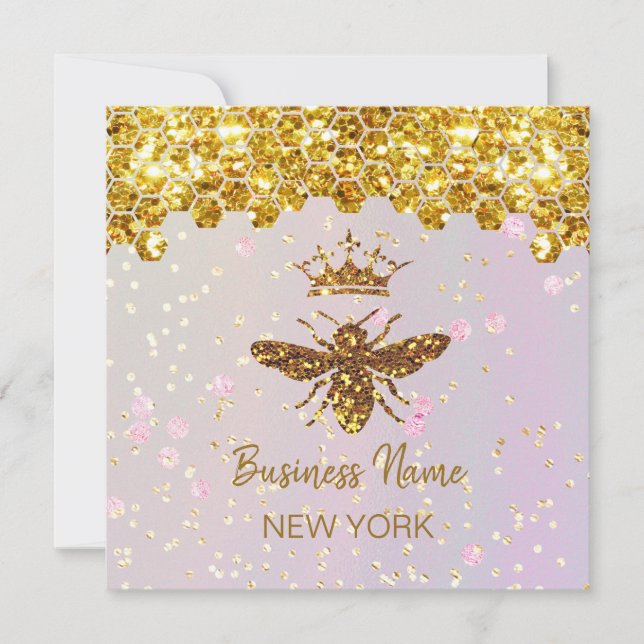 simulated glitter bee  invitation (Front)