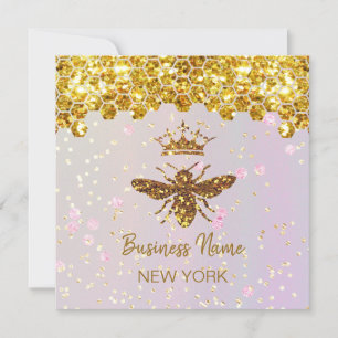 simulated glitter bee invitation