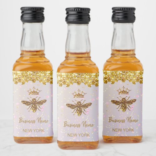 simulated glitter bee  liquor bottle label