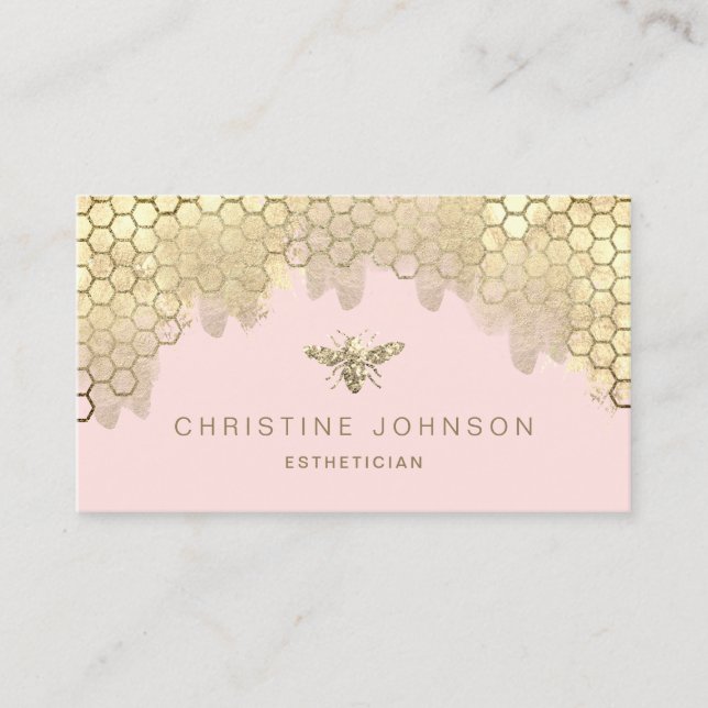 simulated glitter bee logo business card (Front)