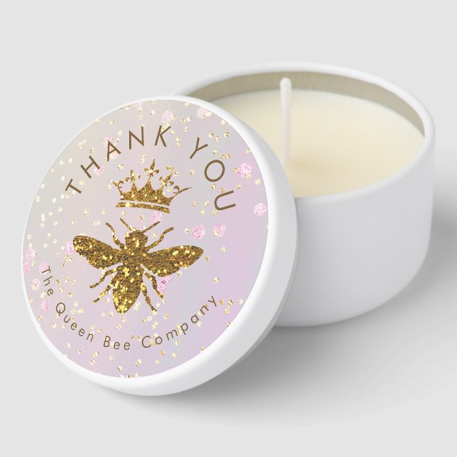 simulated glitter bee thank you mini candle favors (Corner)