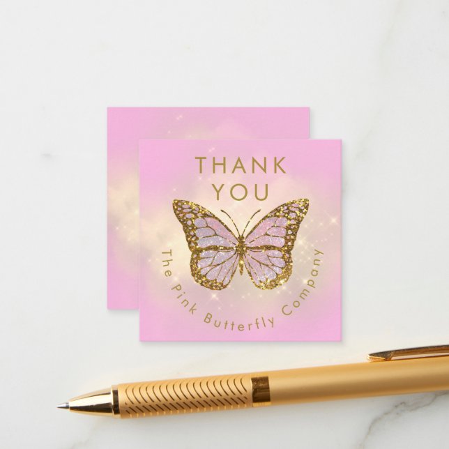 simulated glitter butterfly thank you enclosure card (Front/Back In Situ)