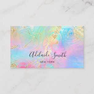 simulated glitter details FAUX holographic effect Business Card