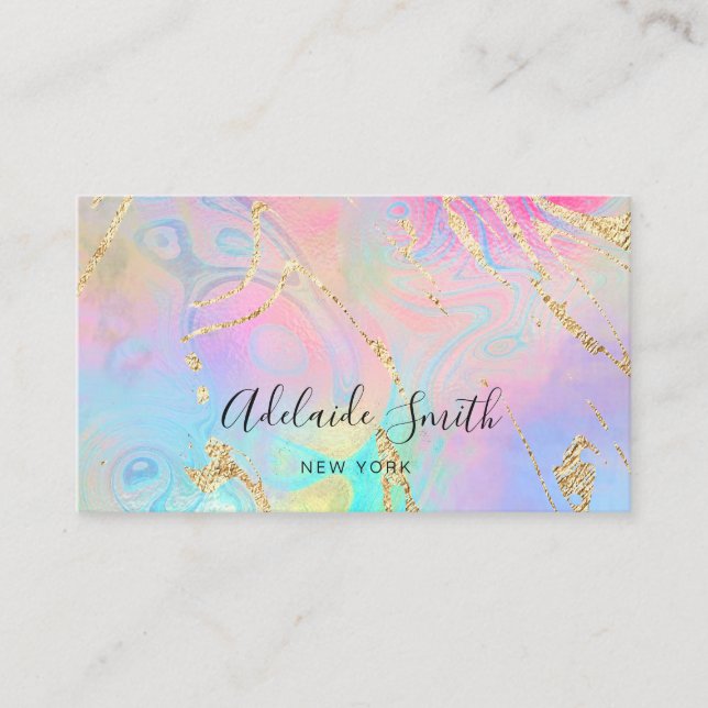 simulated glitter details FAUX iridescence Business Card (Front)