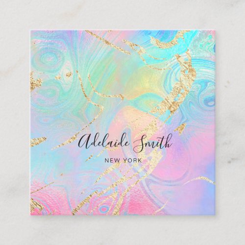 simulated glitter details FAUX iridescence Square Business Card