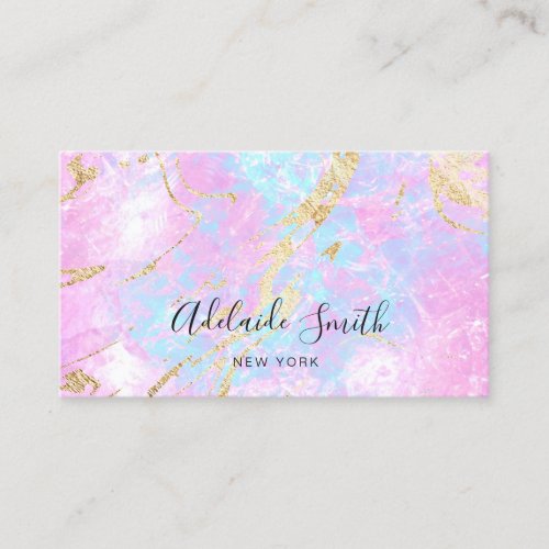 simulated glitter details purple pastel blue business card