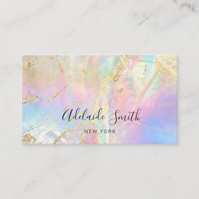simulated glitter FAUX holographic marble Business Card (Front)