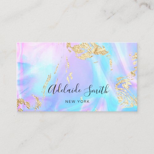 simulated glitter FAUX holographic pastel Business Card