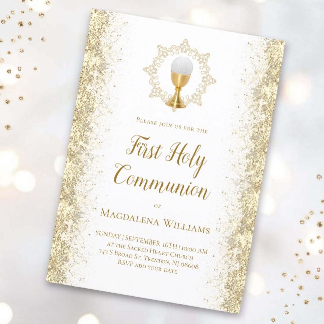 simulated glitter First Holy Communion Invitation (Creator Uploaded)