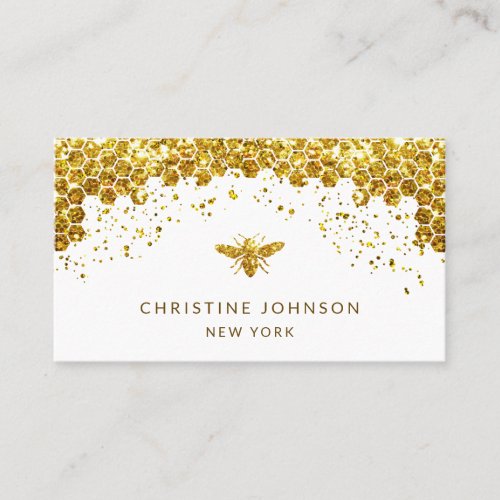 simulated glitter honey bee design business card