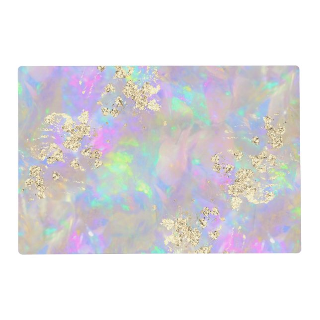 simulated glitter on faux iridescent opal placemat (Front)
