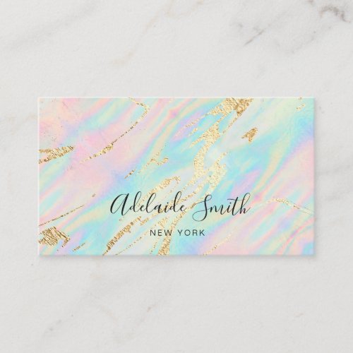 simulated glitter on faux iridescent pastel colors business card