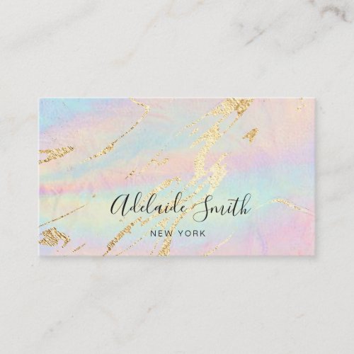 simulated glitter on faux iridescent pastel colors business card