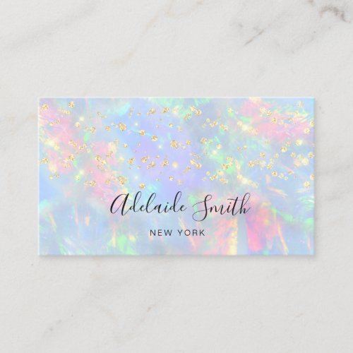 simulated glitter on pastel opal business card