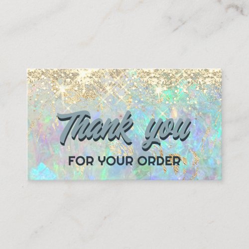 simulated glitter opal thank you business card
