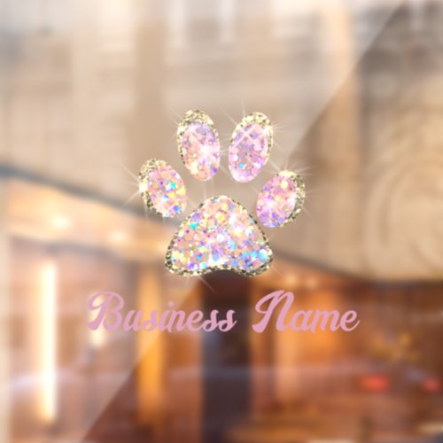 simulated glitter paw print window cling