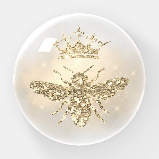 simulated glitter queen bee paperweight (Front)