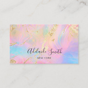 simulated glitter veins FAUX holographic marble Business Card