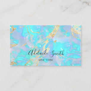 simulated glitter veins FAUX holographic opal Business Card