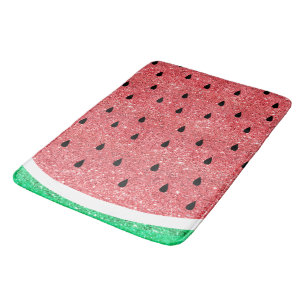 simulated glitter watermelon slice bath mat