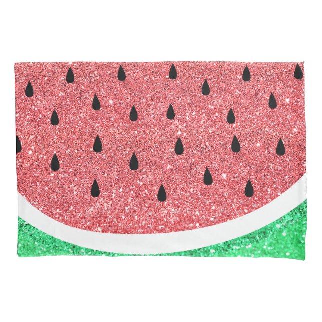 simulated glitter watermelon slice pillow case (Front)