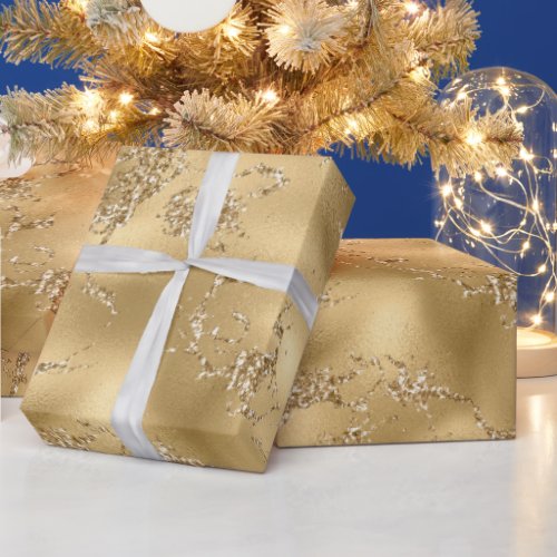 Simulated Gold Foil And Glitter Texture Celebrate Wrapping Paper