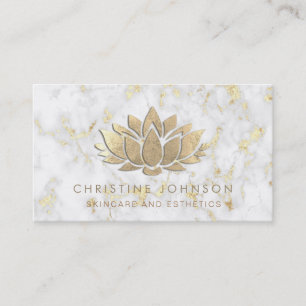 SIMULATED gold foil lotus on marble Business Card
