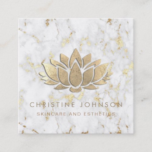 SIMULATED gold foil lotus Square Business Card
