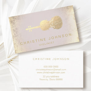 simulated gold foil violin business card