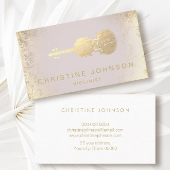 Simulated Gold Foil Violin Business Card by musickitten at Zazzle